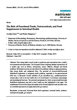 The Role of Functional Foods, Nutraceuticals, And Food Supplements in Intestinal Health
