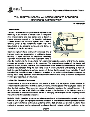 Thin Film Technology an Introduction to Deposition