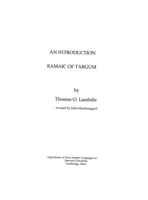 Thomas Lambdin - An Introduction to Biblical Hebrew (Aramaic of Targum)