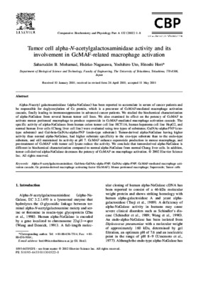 Tumor cell alpha-N-acetylgalactosaminidase activity and its involvement in GcMAF-related macrophage activation
