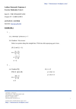 Tutormansor Wordpress Com Latihan Matematik Tingkatan 4 05 Straight Line Answer