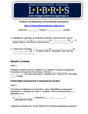 Ugovor o Angazovanju Ugostiteljskih Kapaciteta Ugovor o Alotmanu-http://wwwknjigovodstvena-agencijars