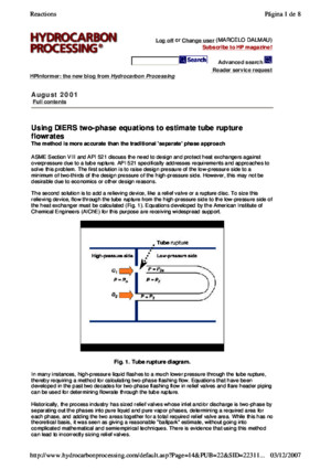 Using DIERS Two-phase Equations to Estimate Tube Rupture Flowrates