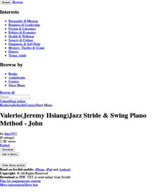 Valerio(Jeremy Hsiang)Jazz Stride & Swing Piano Method - John