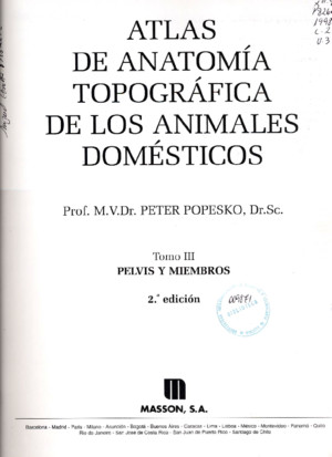 Varios - Veterinaria - Atlas de Anatomia Topografica de Lo Animales Domesticos III Pelvis y Miembros