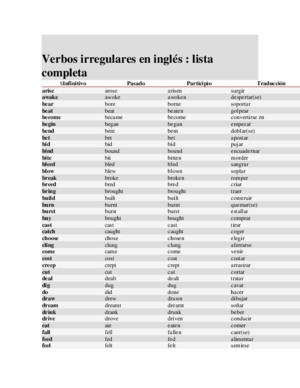 conjugacion de verbos regulares e irregulares pdf