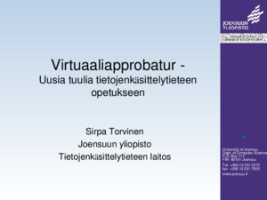 Virtuaaliapprobatur - Uusia tuulia tietojenkäsittelytieteen opetukseen