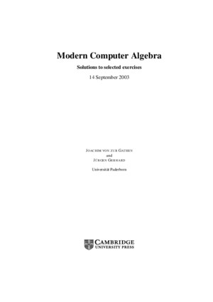 Von Zur Gathen J, Gerhard J-modern Computer Algebra, Solutions for Selected Exercises-CUP (2003)