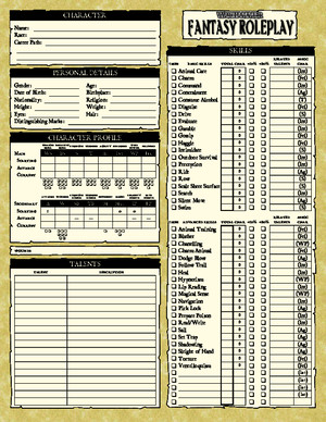 Warhammer Fantasy Roleplay 2nd Edition editable character sheet